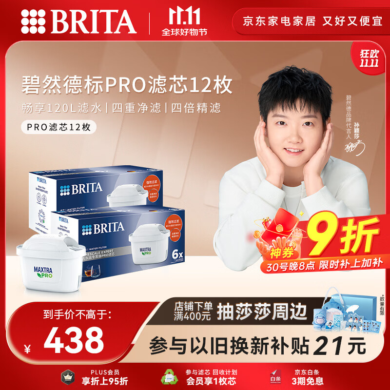 碧然德（BRITA）净水壶 滤芯 MAXTRA Pro WLE 去水垢专家版PRO滤芯12枚（本品加附件6个共计12个非18枚）