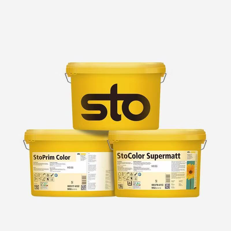 STO乳胶漆德国原装进口环保内墙家用室内白色涂料油漆哑光墙面漆套装 15L套装(1桶5L底漆+2桶5L面漆)白色--刷55-60㎡