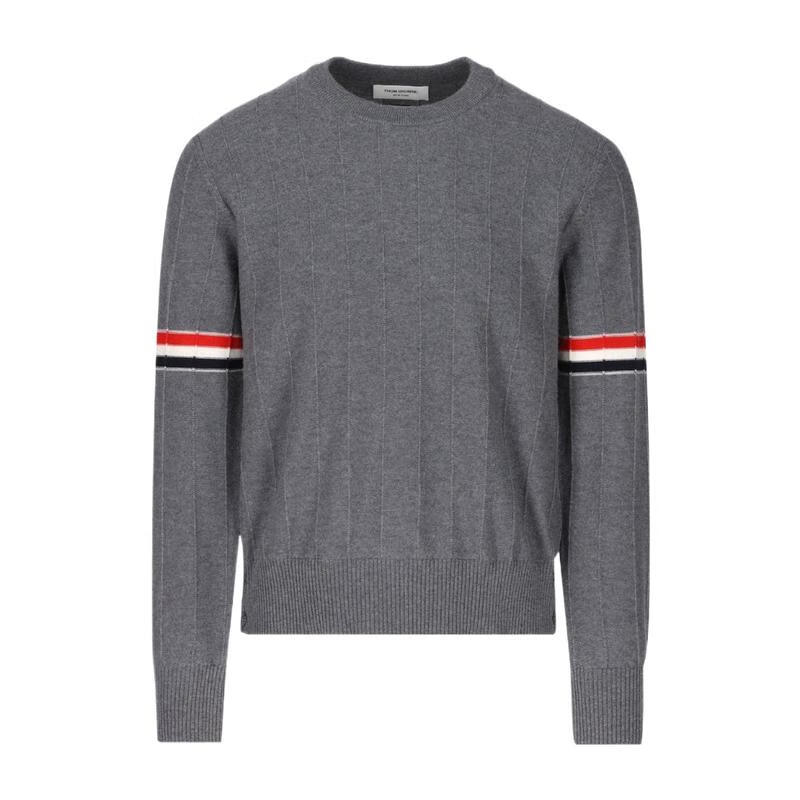 湯姆 布朗（THOM BROWNE）男士衛衣保暖舒適條紋日常休閑針織衫簡(jiǎn)約 灰色 均碼 |5