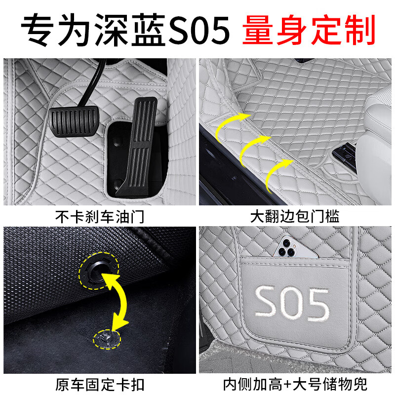 韵鸟适配全新2026款深蓝S05脚垫适用于26款长安深蓝S05脚垫包门槛深蓝 原车色定制【苍穹黑】单层脚垫 深蓝汽车S05