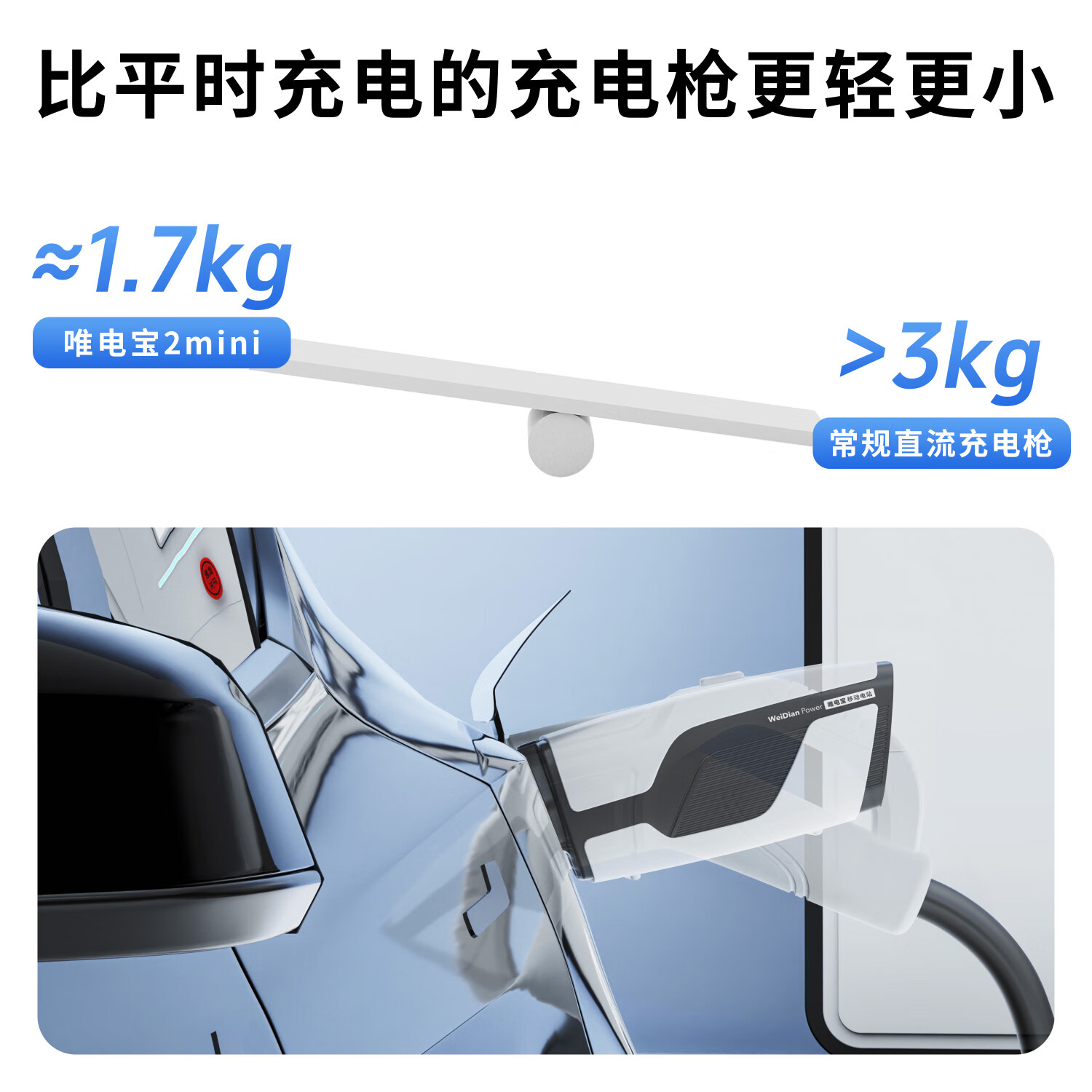 杭科唯电电动车直流口对外放电枪额定3kW便携式唯电宝2mini标准版 适配于特斯拉蔚来别克零跑五菱小鹏MONA