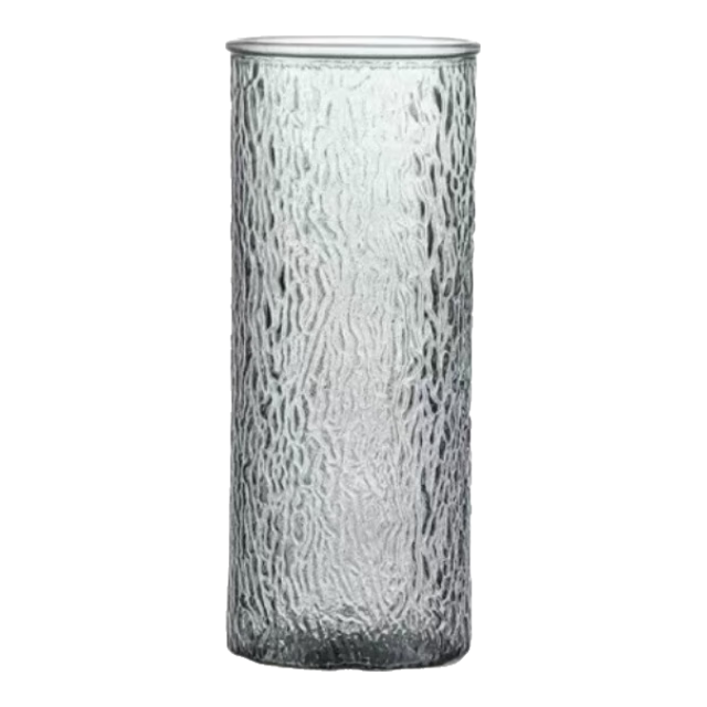 大号家用加厚透明玻璃花瓶摆件富贵竹水培百合干花客厅餐桌花瓶 26cm直筒水波纹金口