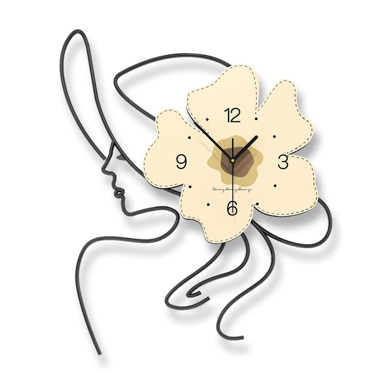 赟娅现代简约大气高级餐桌挂钟创意餐厅装饰时钟钟表客厅挂墙圣诞礼物 一路生花【48*57CM】