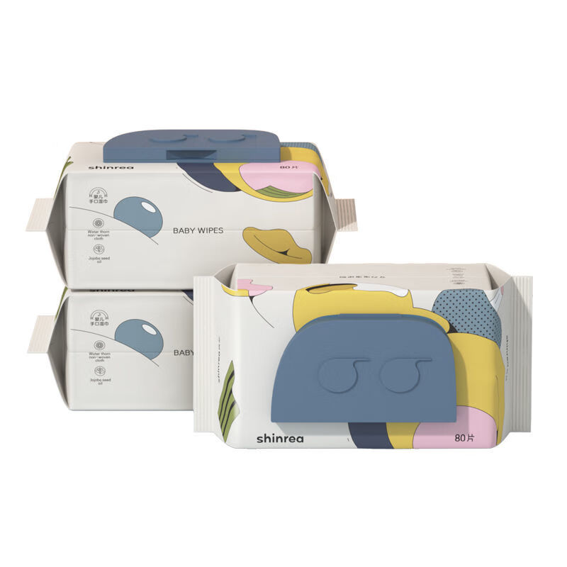 爽然婴儿湿巾加厚新生手口专用宝宝幼儿童80抽3包大包装一次性 80抽x3