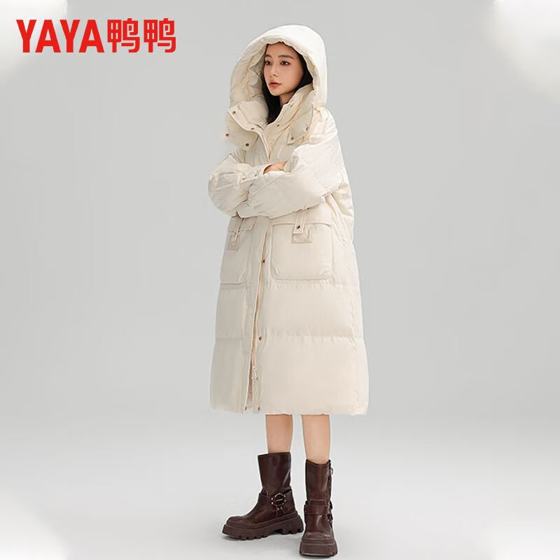 鸭鸭（YAYA）羽绒服女2025年冬季新品长款连帽时尚百搭加厚保暖休闲外套 黑色 M