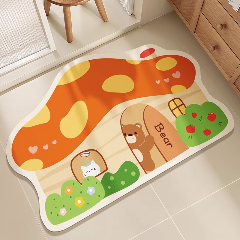 季象浴室地垫卫生间门口防滑垫家用脚垫淋浴房入户门免洗可擦吸水垫子 GZN-甜栎-洗洗熊 40x60 cm