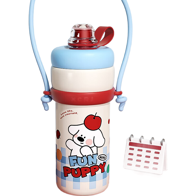 童梦奇遇派队保温杯超可爱学生上班族便携700ml大容量保温杯 波点红