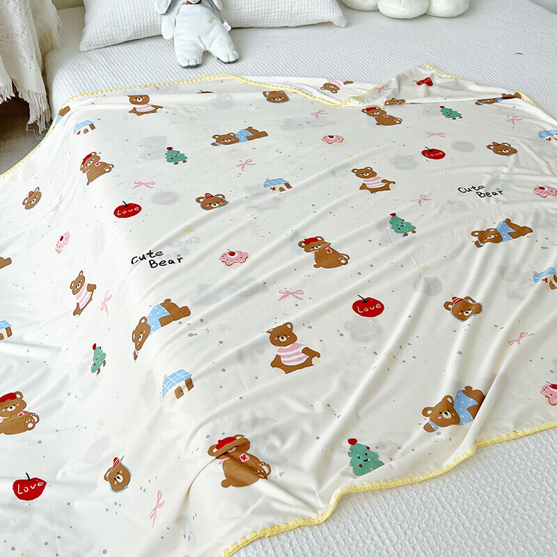 富雅娜婴儿冰丝盖毯宝宝夏天被子儿童被子夏季薄空调被幼儿园午睡专用