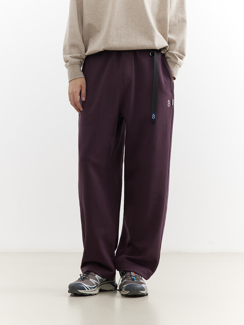 chichaqu吃茶去25经典全棉宽松直筒卡扣长卫裤复古运动休闲百搭 浅灰 XL