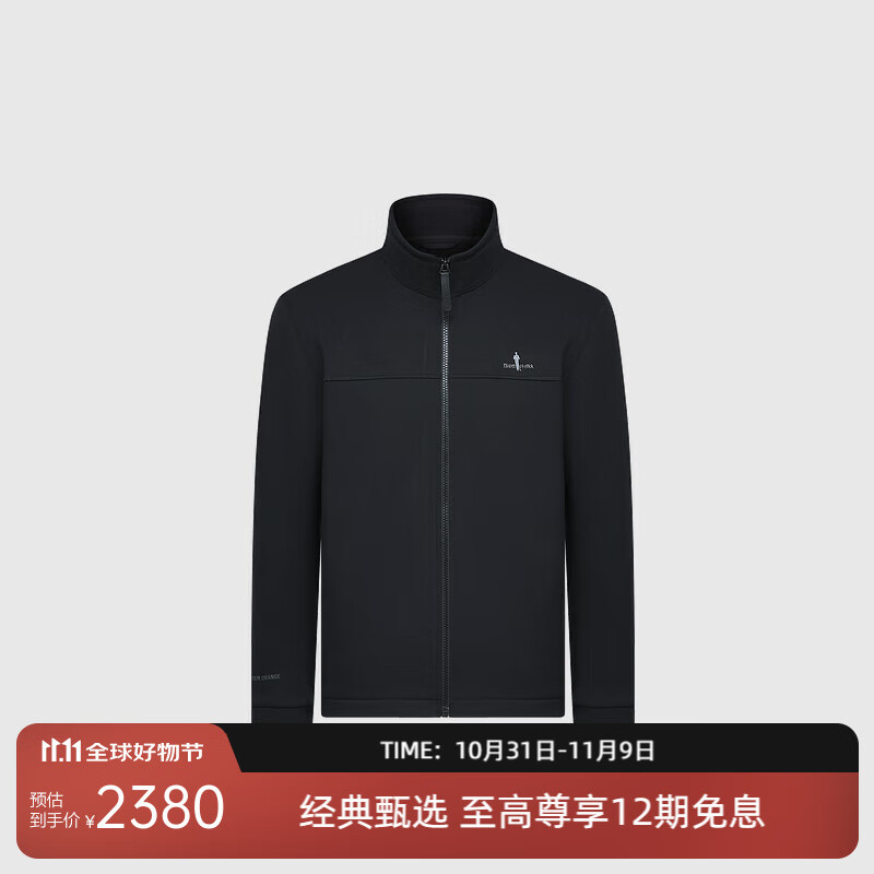 比音勒芬【超轻保暖】秋冬季男士上衣户外休闲外套防风舒适立领针织夹克男 07黑 XL