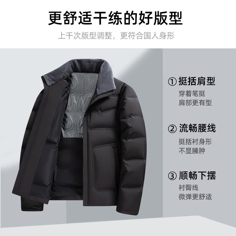 SHANSHAN杉杉羽绒服男2025冬季90鸭绒短款商务休闲防风保暖男士翻领外套 藏青色 L /175