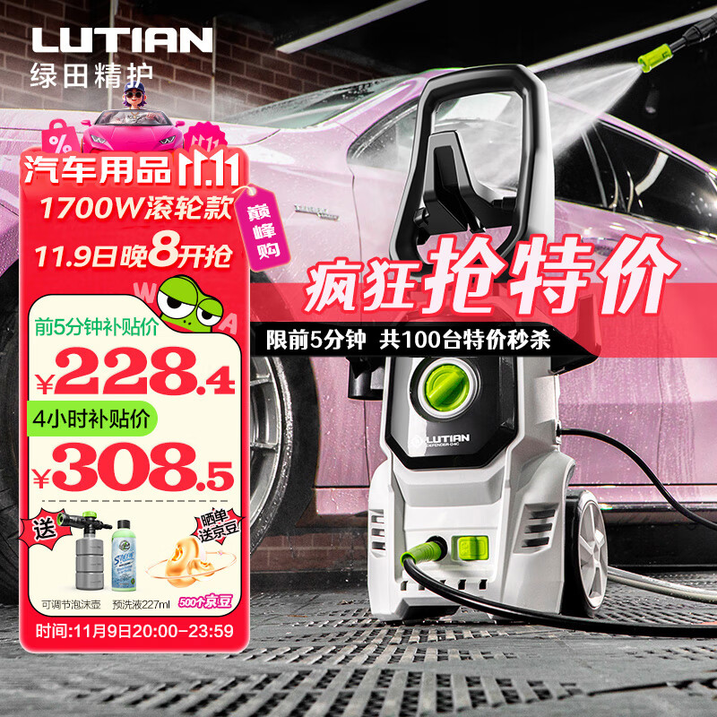 绿田（LUTIAN）高压洗车机家用220v水泵清洗机便携水枪洗车神器庭院IPX5 卫士D4C