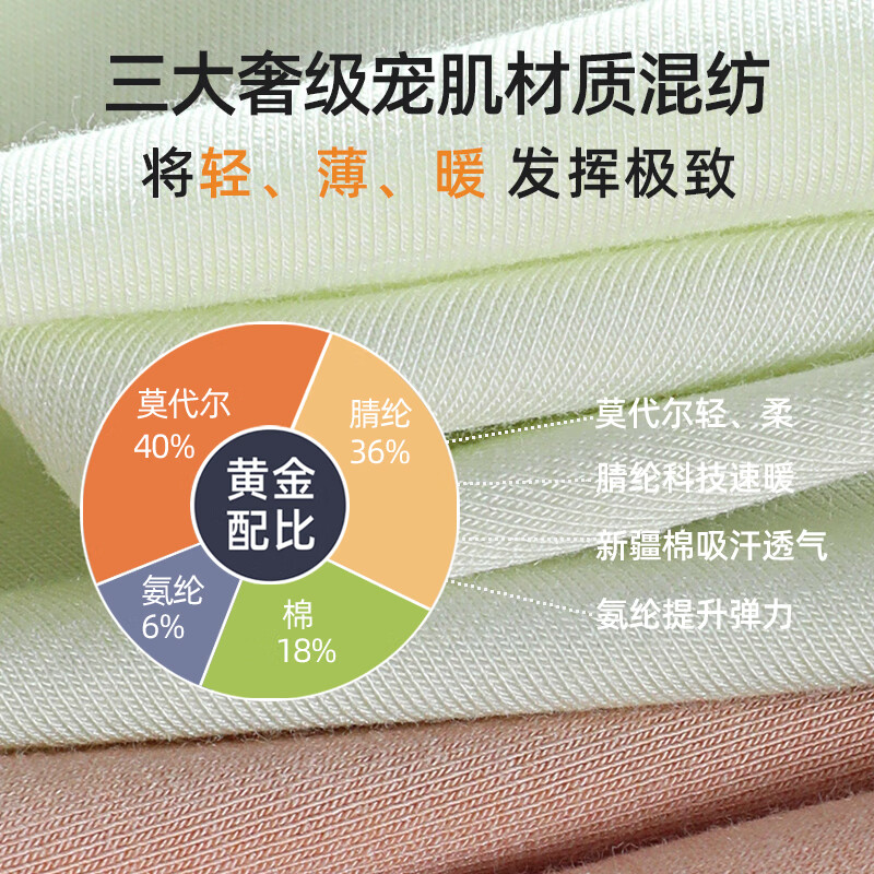 猫人秋冬新款男女纯色保暖内衣套装双面磨绒发热修身秋衣秋裤 兰精莫代尔棉【男款】香槟灰 2XL