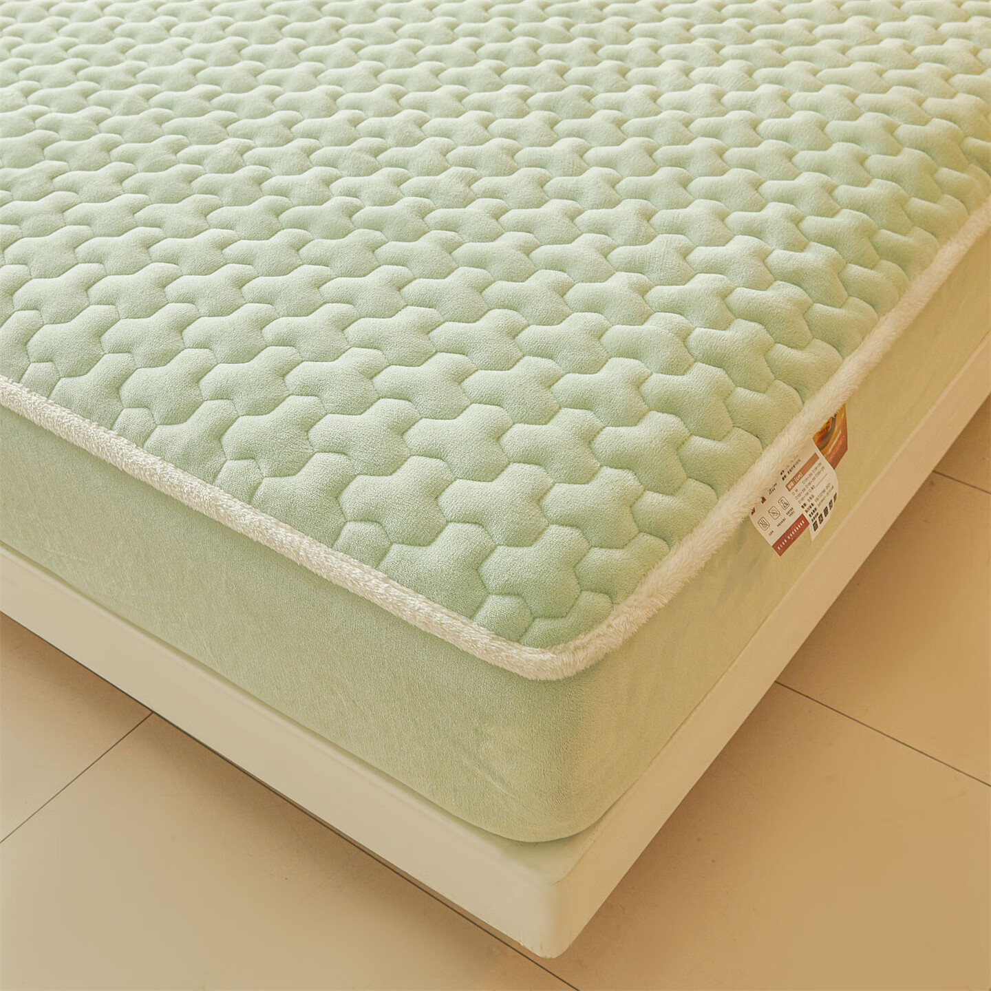 雅鹿牛奶绒夹棉床笠1.8米x2米床单床套罩床垫保护套加厚a类母婴三件套 牛奶绒夹棉床笠-薄荷绿【A类加绒加厚】  150*200+30cm高度