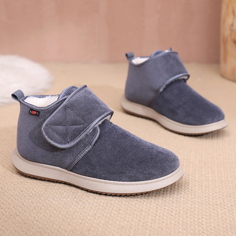 意迪森老北京布鞋绵羊毛加绒雪地靴男款软底防滑加宽舒适爸爸保暖厚棉靴 灰色 加绒 41 (255mm)