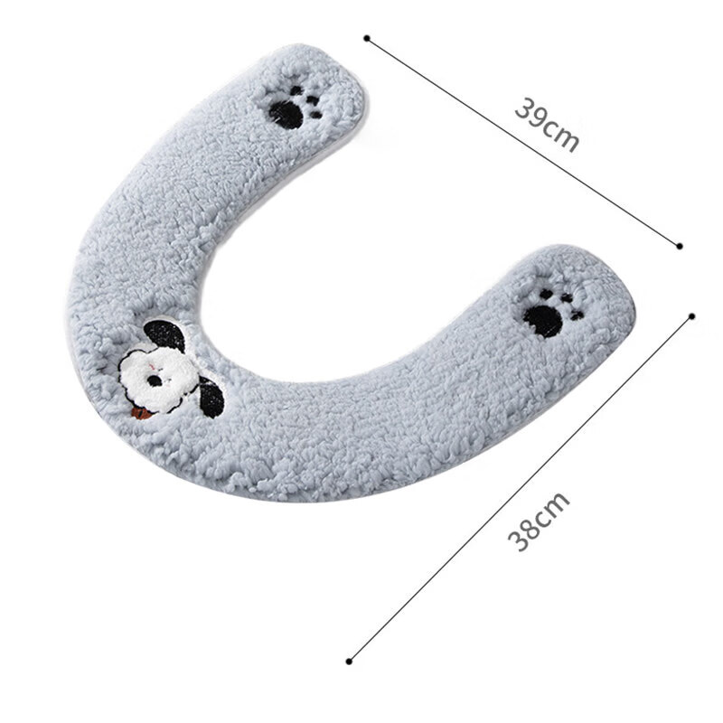 禧全福马桶垫子加厚秋冬防水坐便垫套不掉毛可水洗拉链马桶套 U型马桶垫【加厚蓝色】