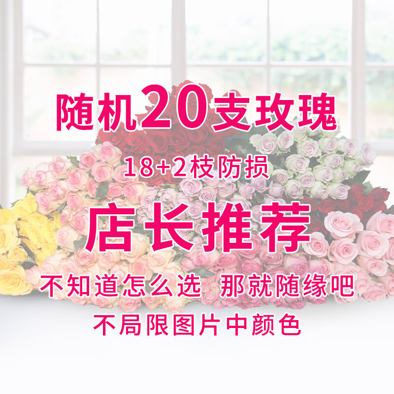 弗洛伊德玫瑰鲜花云南昆明斗南基地花卉直发鲜切花水养家用插花 随机玫瑰(18支+2支防损)