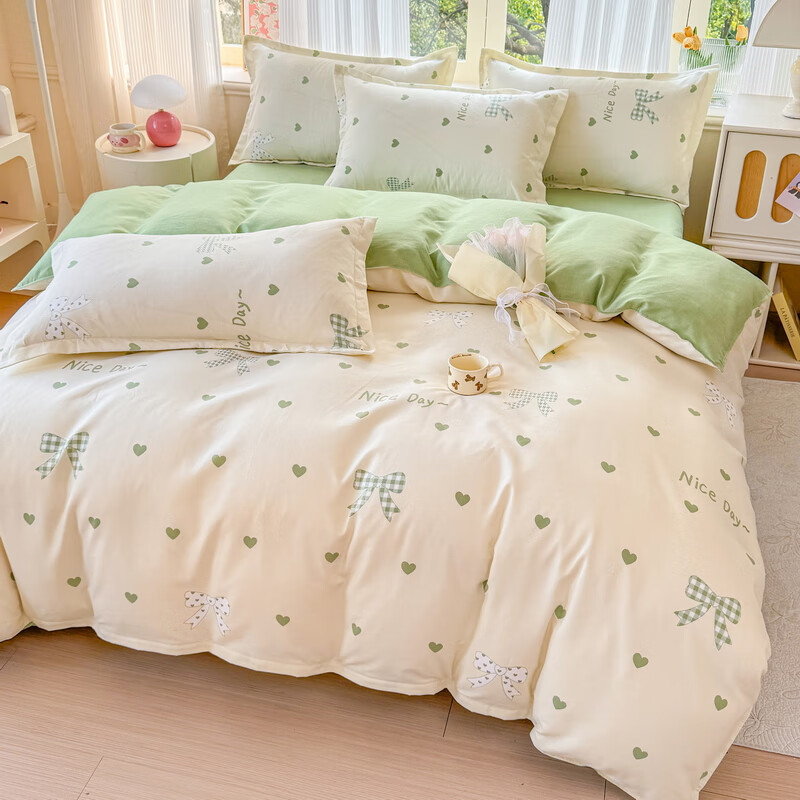 多兰诗（Duolanshi）春秋加厚磨毛四件套 ins四件套花卉田园风格床单被套四件套 伊莎贝拉M 2.0米 床单款 被套200*230 四件套