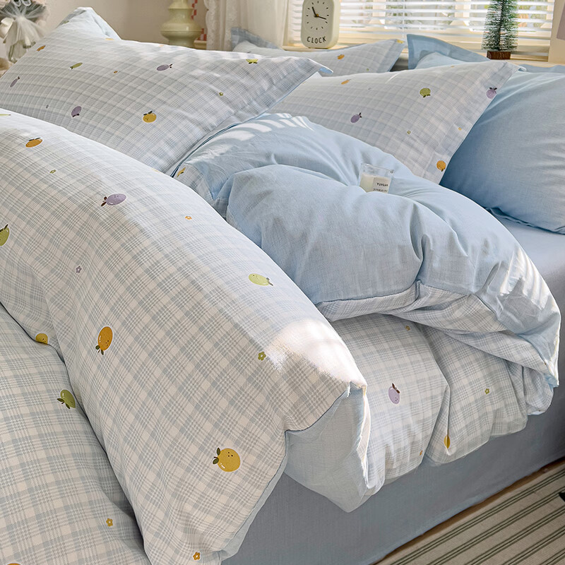 苏萱ins卡通纯棉被套单件150x200x230春季全棉被罩学生宿舍单独被单人 小橘柑 被套单件-150x200cm