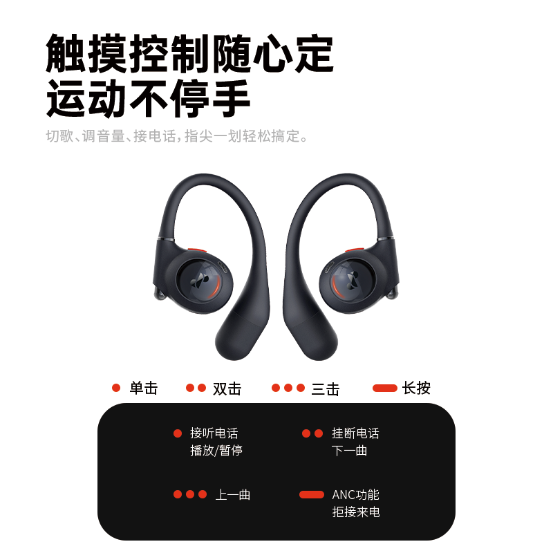 眷蜀JSOUL Mate Sport Pro AI智能翻译开放式不入耳挂耳主动降噪蓝牙耳机运动跑步健身舒适稳固长续航 松叶绿