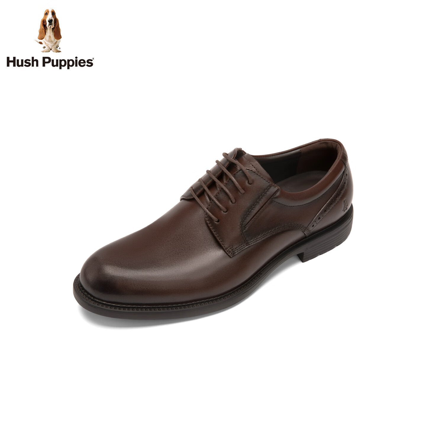 暇步士（Hush Puppies）【商场同款】男鞋商务皮鞋 德比鞋正装鞋通勤皮鞋男士婚鞋 卡布奇诺 44