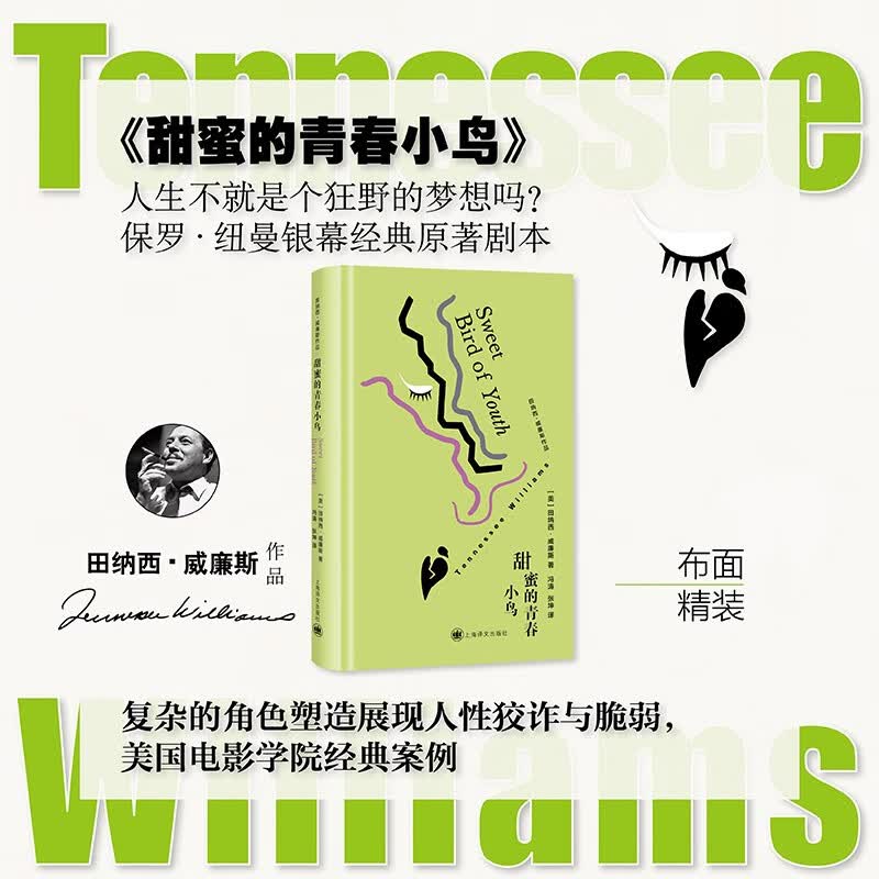 甜蜜的青春小鸟 田纳西·威廉斯作品 [美]田纳西·威廉斯 著 冯涛/张坤 译 银幕经典原著剧作 人性 甜蜜的青春小鸟 正版