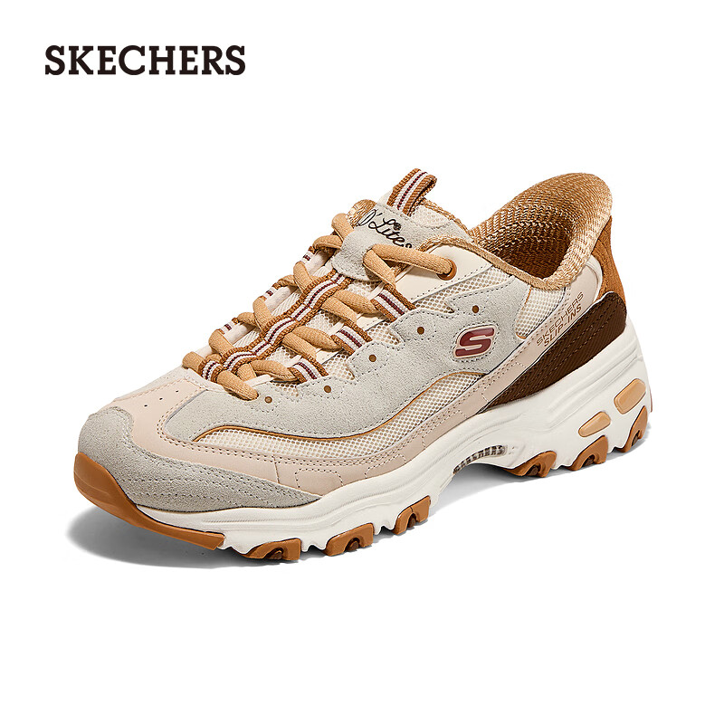 斯凯奇（Skechers）女鞋2025秋季新款闪穿鞋舒适休闲绑带老爹鞋150723 自然色/棕褐色/NTTN 37