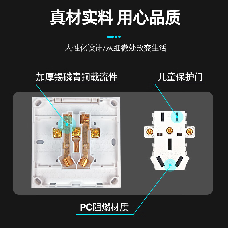 锦迈启光灰明装插座二十四孔带超薄面板大间距家用墙壁24孔面板插座 二十四孔【明装走明线】 16A