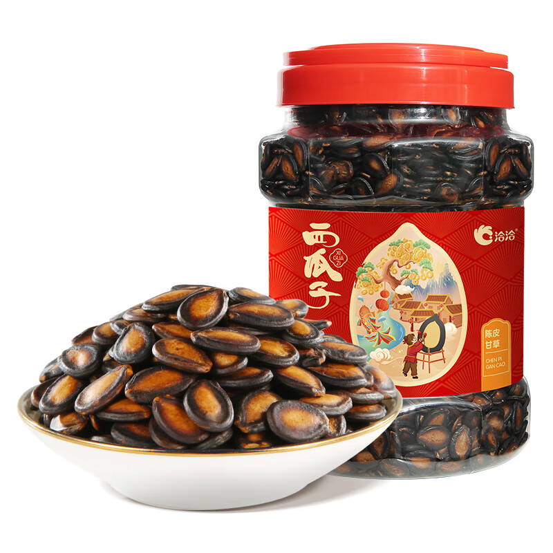 洽洽瓜子陈皮甘草口水话梅味西瓜子恰恰黑瓜子大片年货零食 陈皮甘草味998g*1桶