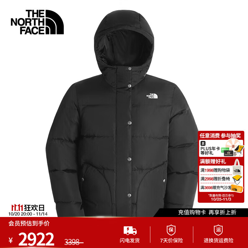 北面（The North Face）羽绒服女户外防泼溅550蓬鹅绒填充保暖连帽上新|8DMM JK3/黑色 L /165