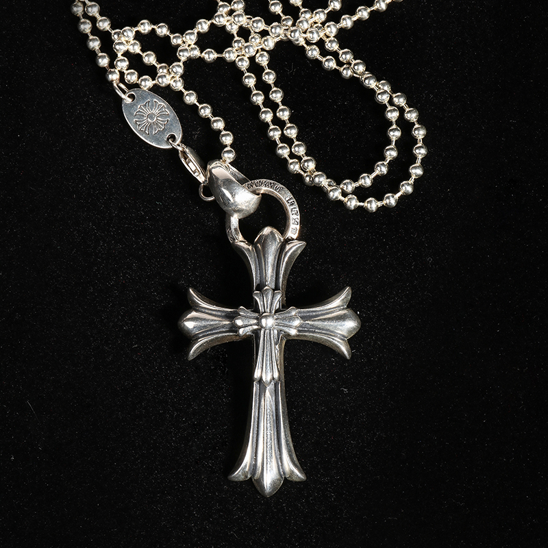 凡丘珠宝 手工银饰品克罗芯双十字架项链潮流机车复古街头男女款 50cm