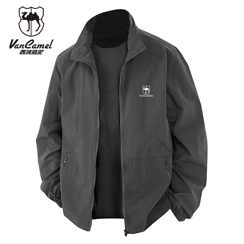 百亿补贴：西域骆驼（VANCAMEL）夹克男士春秋季户外运动立领上衣宽松长袖外套 黑色  M    113元