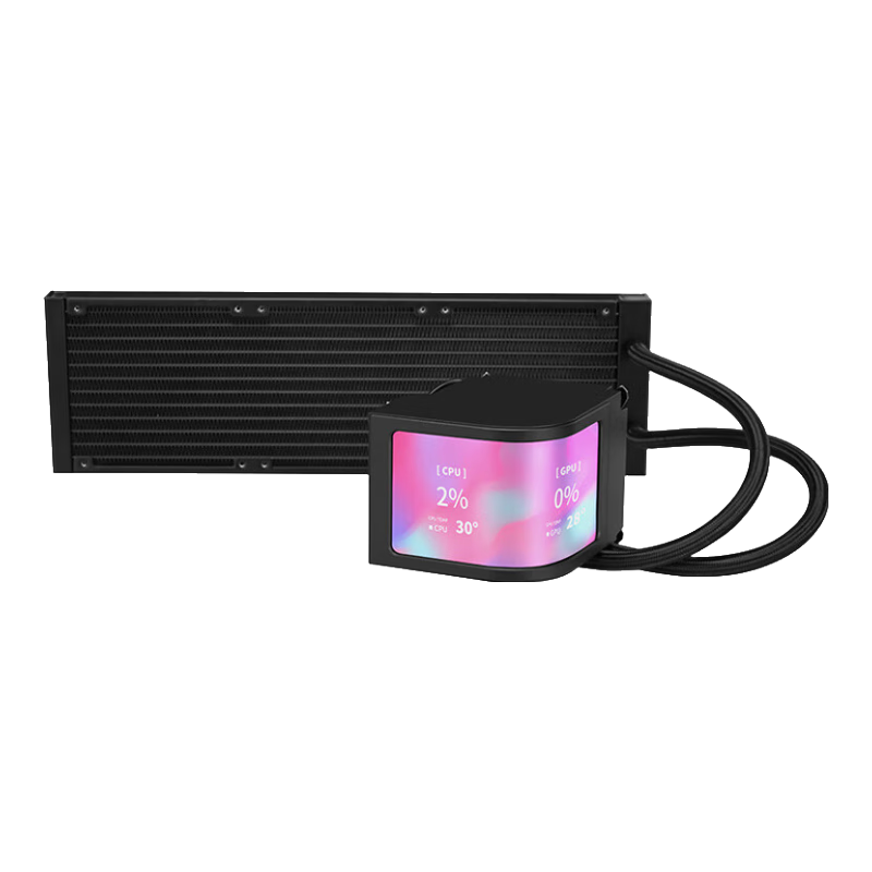 先馬（SAMA）ZW360無風(fēng)扇黑色 水冷cpu散熱器 6.8英寸OLED曲面屏/高密度鰭片冷排/軟件控制/ AM4 Intel1851