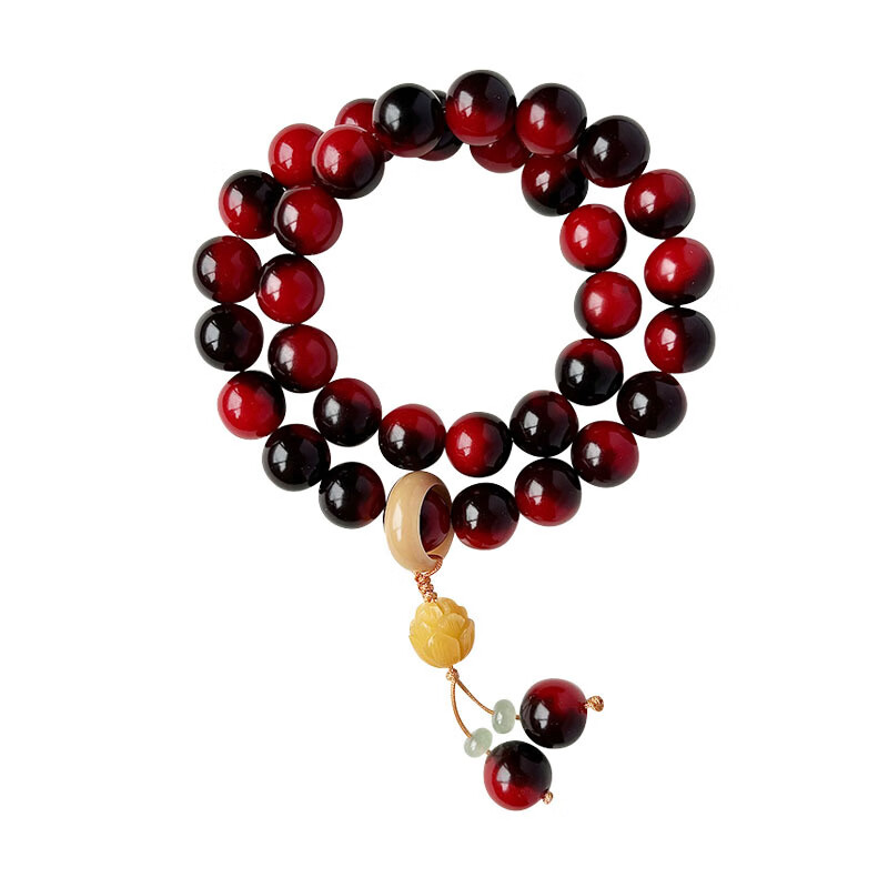 DUTRIEUX落霞红新品菩提手串双圈手持男女菩提子佛珠念珠文玩手链 落霞红【单圈】 11-12MM