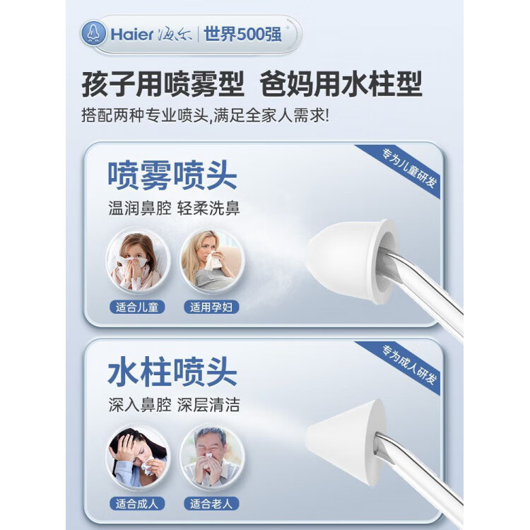 电动洗鼻器成人孕妇儿童鼻腔冲洗器家用型鼻炎鼻腔清洗器 官方【三甲医院鼻科同款】 深层清洗不呛水+30包洗鼻盐丨餸量杯