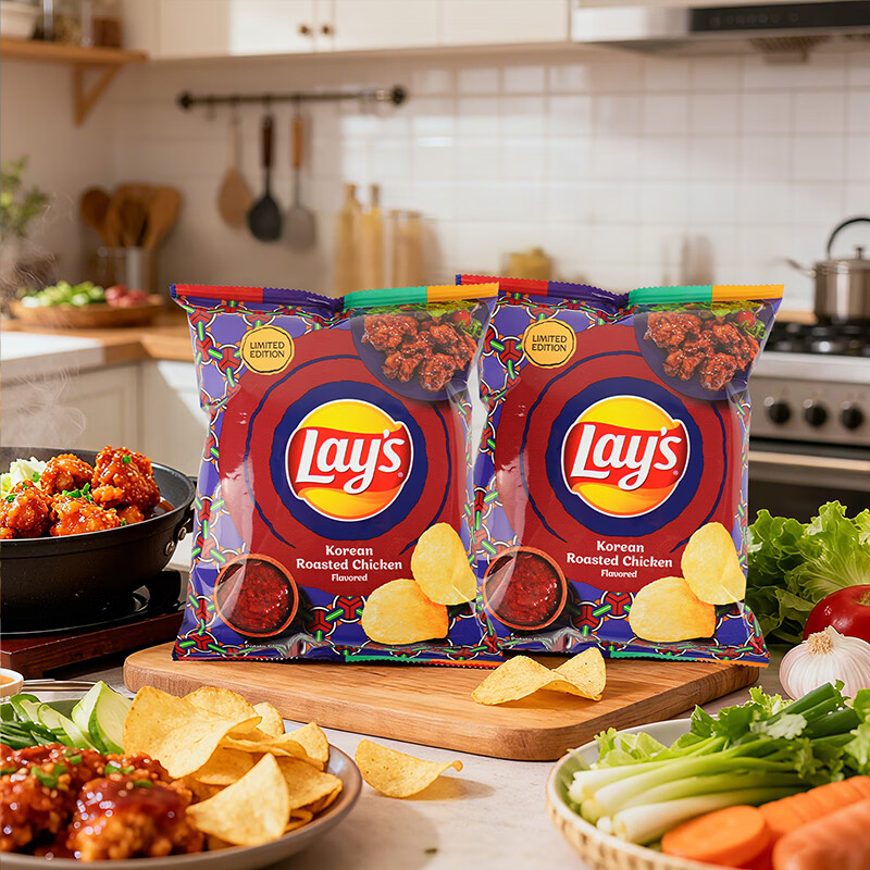 乐事（Lay&#039;s）薯片韩式烤鸡味薯片50g*2台湾产 休闲零食膨化食品追剧小零食