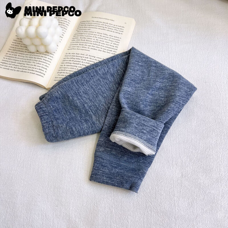 小猪班纳（PEPCO）校服内搭儿童保暖裤女童秋裤无痕打底裤男童打底秋裤 保暖裤-蓝色条纹 160 cm