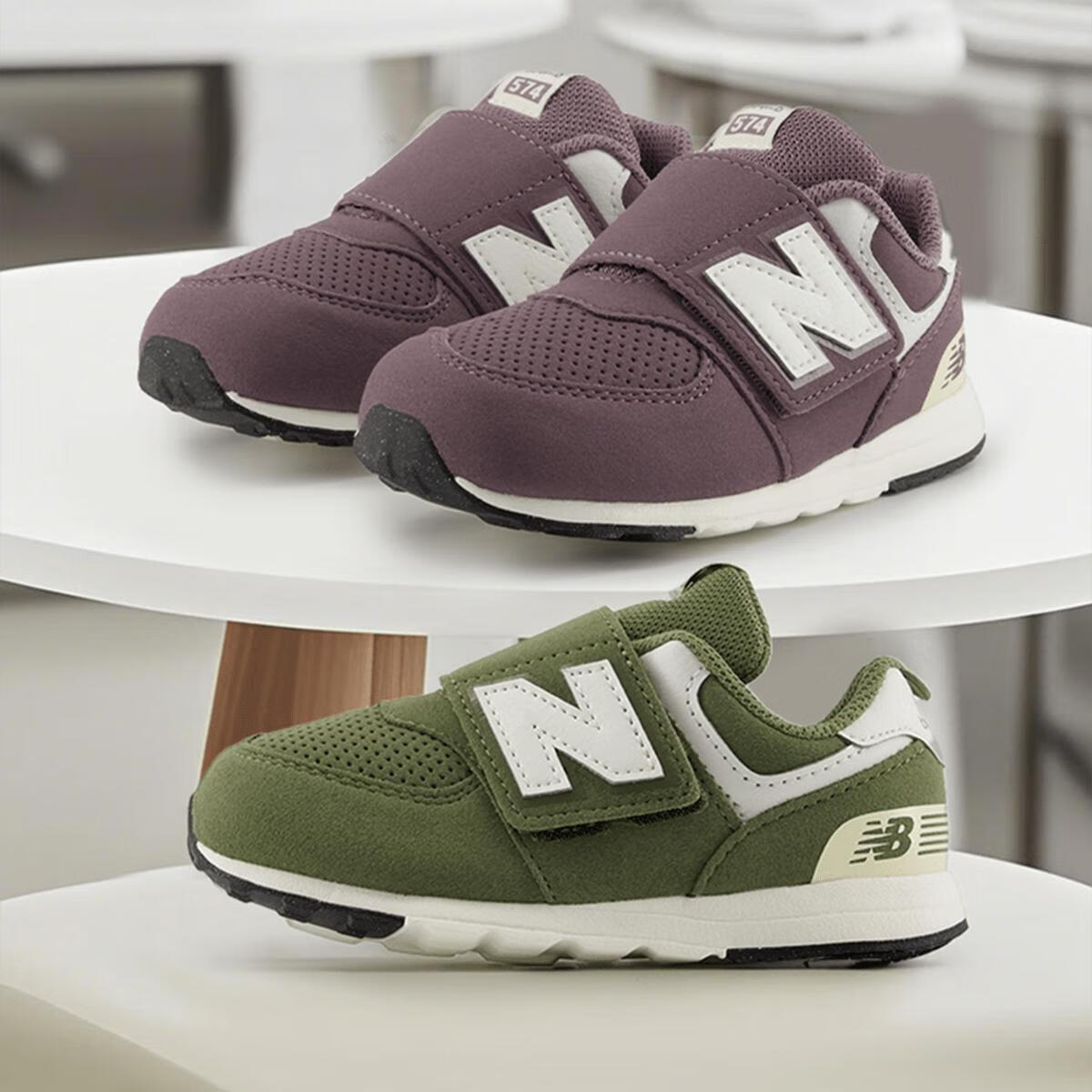 NEW BALANCE童鞋0-4岁小童透气舒适魔术贴学步鞋NW574LCE 茄紫色 NW574LCE-W 21
