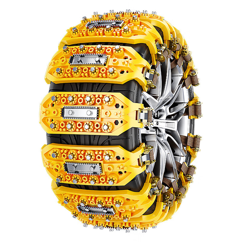 雪迈汽车专用防滑链牛筋不伤胎越野车suv面包小轿车冬季通用型雪地链 十颗淬火钢钉+加厚钢齿【十条黄色】