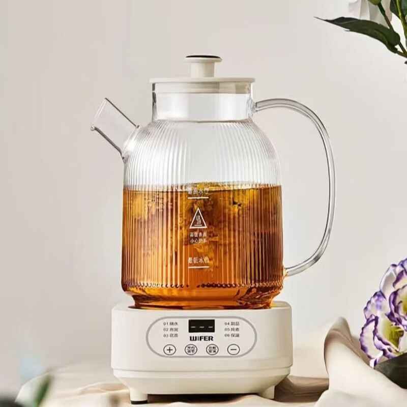九阳（Joyoung）同款养生壶菱形智能恒温壶网红家用花茶炖煮养生壶烧水药膳壶保温预约触屏分体式 全玻璃0胶水 4H恒温 1.2L 滤网款