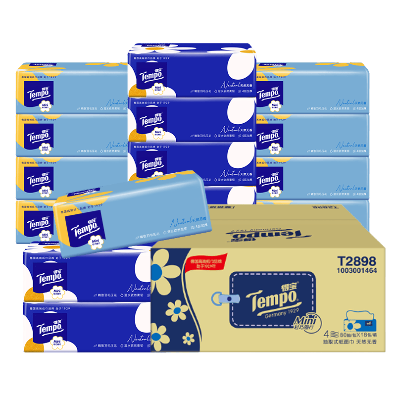 �ñ� TEMPO ��ֽ С����ϵ�� 4��80��*18�� S�� ʪˮ������ 25.34Ԫ