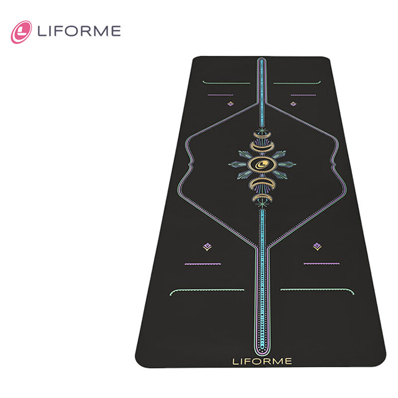liforme瑜伽墊女天然橡膠初學(xué)者健身墊吸汗防滑土豪墊新品拜月墊 拜月墊黑色 2mm厚度
