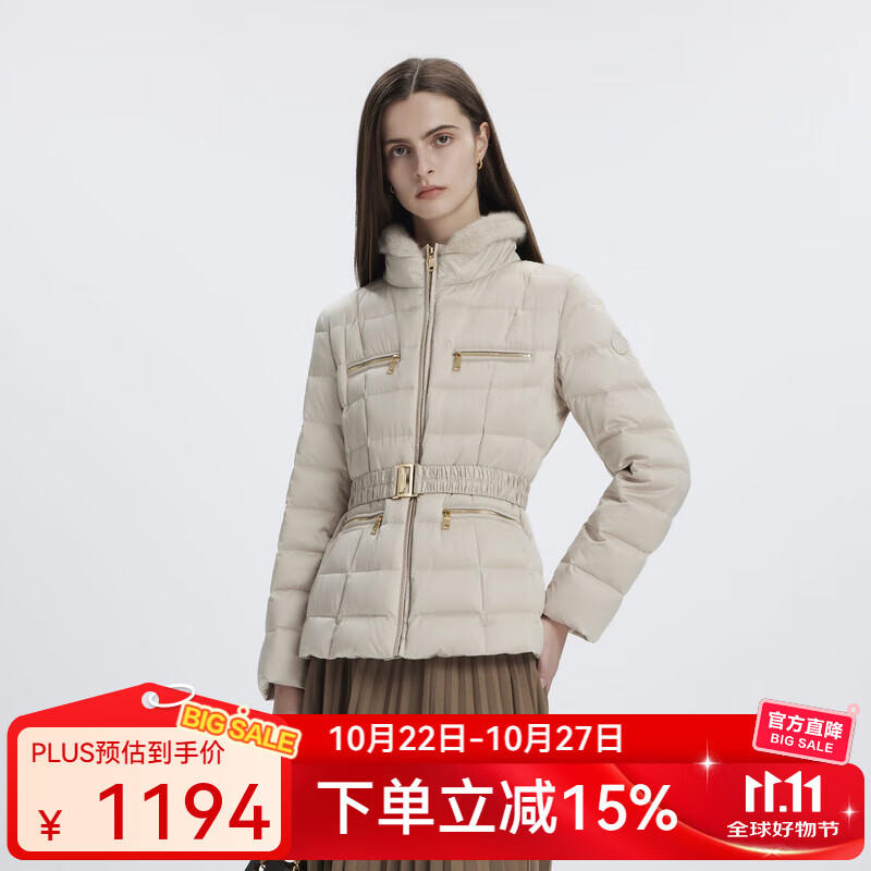 Scofield【90%鹅绒】女装休闲风羽绒服可拆毛领气质冬季新品 米色 L 170
