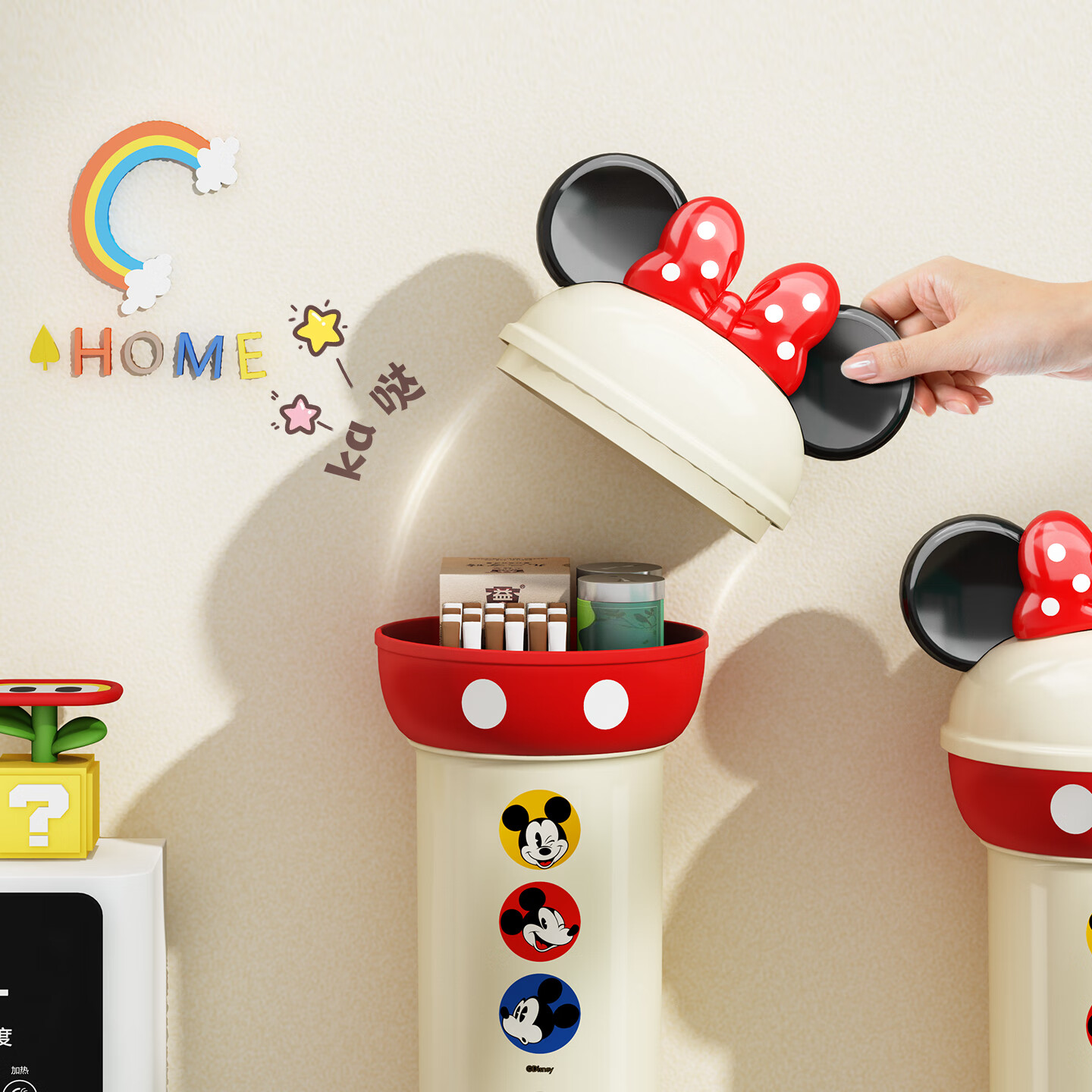 泉狮迪士尼联名一次性水杯取杯器壁挂式饮水机纸杯子架防尘收纳置物架 白色米奇壁挂取杯器 【迪士尼正品授权】