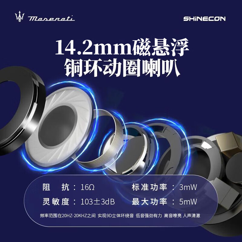 SHINECON玛莎拉蒂606挂耳式蓝牙耳机开放式不入耳无线蓝牙耳机运动耳机跑步降噪生日礼物