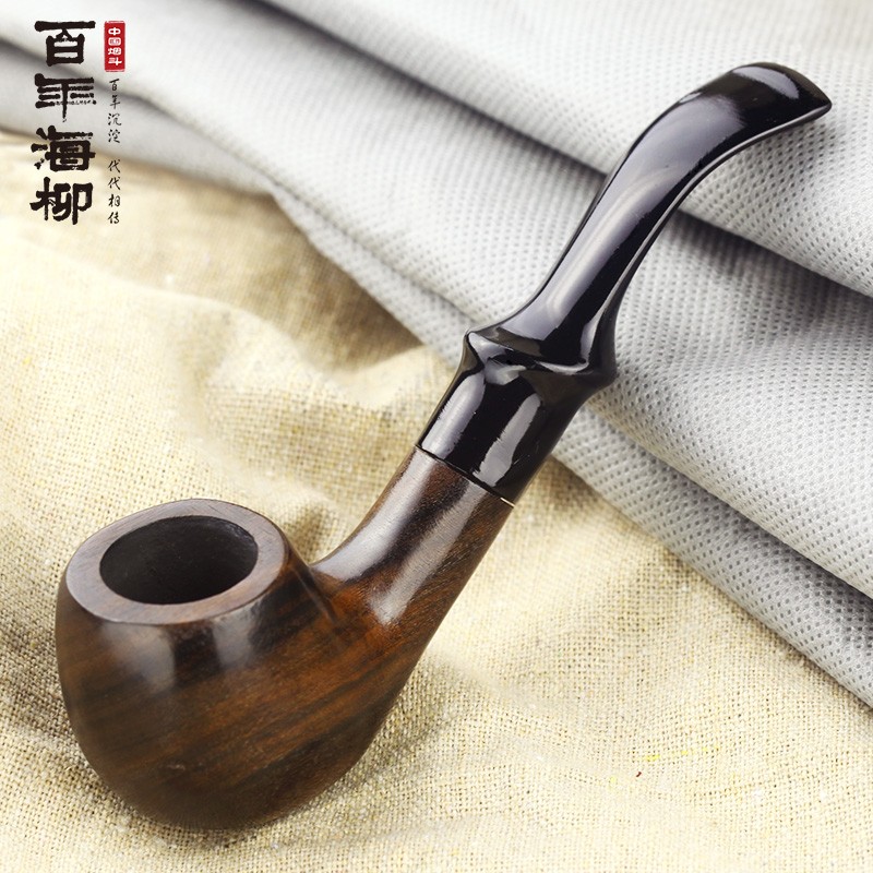百年海柳 烟斗黑檀木烟斗专用斗粮烟具 老式复古烟斗便携款 x2 标配版