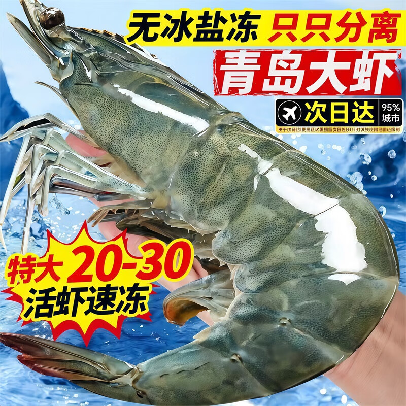 勋勋之海厄瓜多尔白虾海捕大虾鲜活速冻特大号2030南美白对虾非青岛基围虾 2030特大规格 2.3斤(净重)  17-21cm
