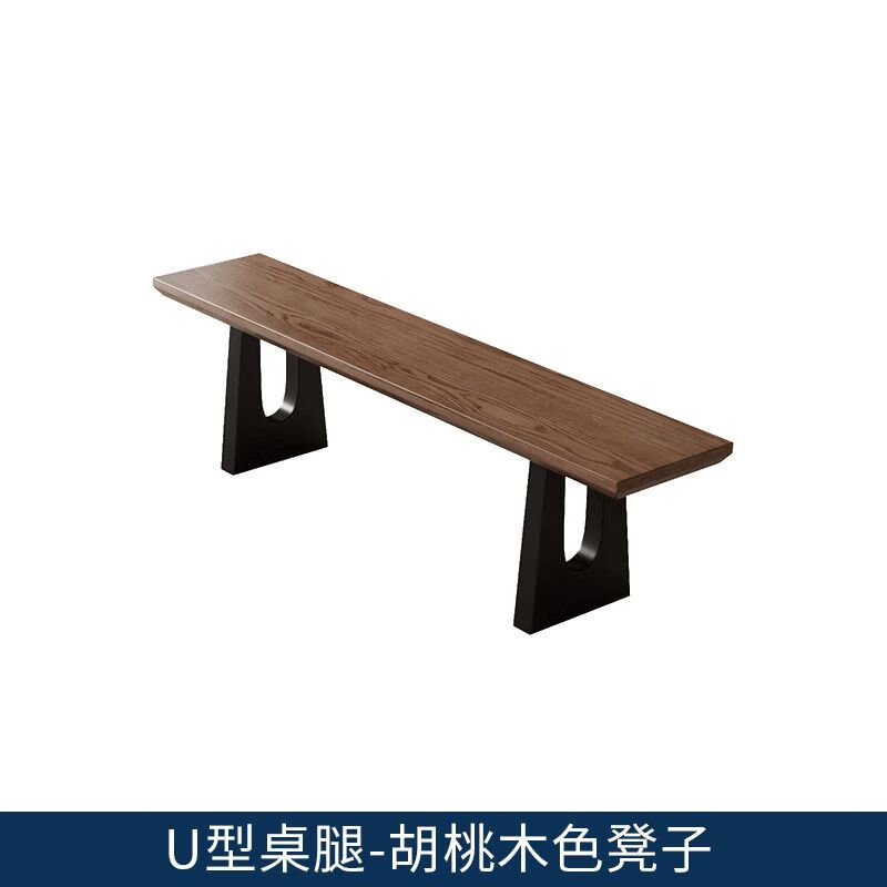 迈途森实木餐桌胡桃木色客厅大长书桌工作台餐书桌一体会议办公电脑桌子 胡桃木色-长椅 100x30x45cm