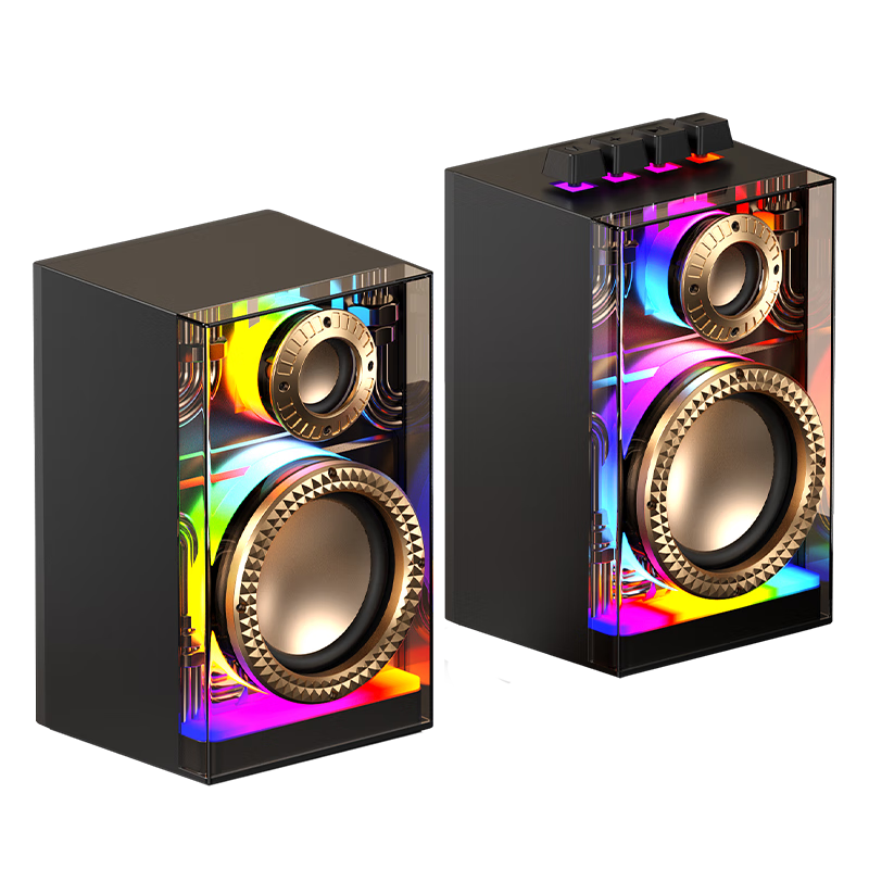 索愛（soaiy）SD-95桌面低音炮電腦桌面電玩電競游戲音箱藍牙電腦音響潮流桌搭氛圍燈對箱極致黑