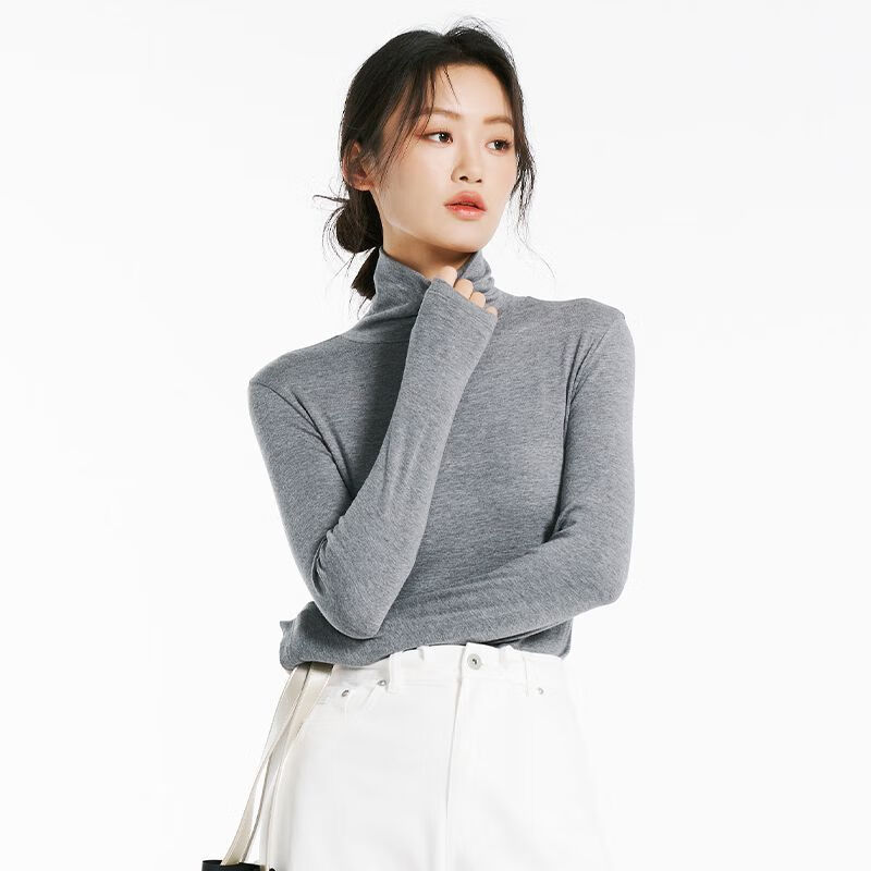 2025秋冬上新李佳琦直播间时尚节秋冬打底衫女可外穿修身显瘦 预售羊毛灰高领 L L90-115斤